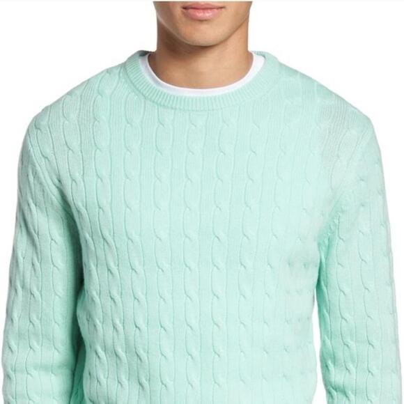 Vineyard Vines Men's Merino Wool Cashmere Classic Cable Crewneck Sweater, Large - Picture 1 of 9